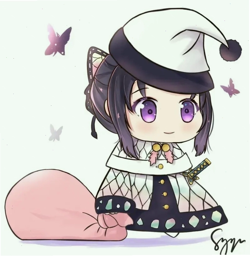 Hình nền Kanao Chibi dễ thương với trang phục Thợ săn Quỷ