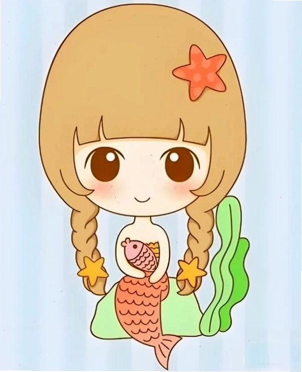 Hình nền máy tính Song Ngư Chibi với chủ đề biển cả