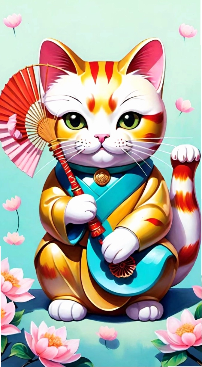 Hình nền mèo 3D cute ôm đồ vật
