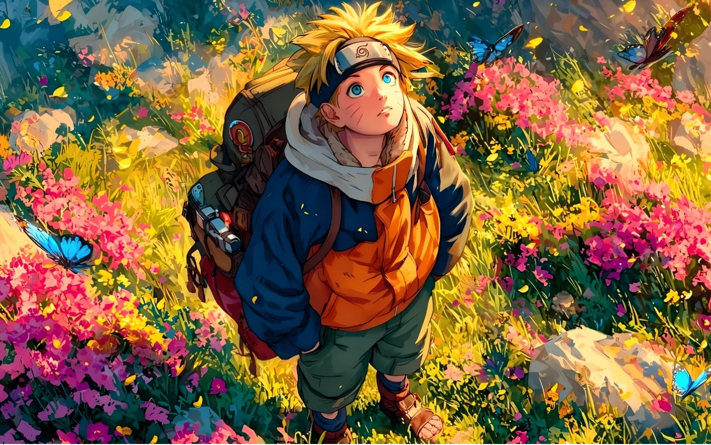 Hình nền Naruto Uzumaki nhìn lên bầu trời
