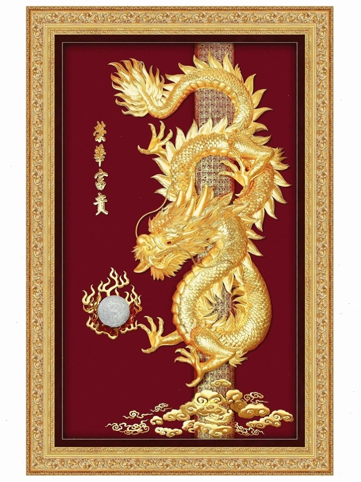 Hình nền rồng huyền thoại với tông màu vàng kim