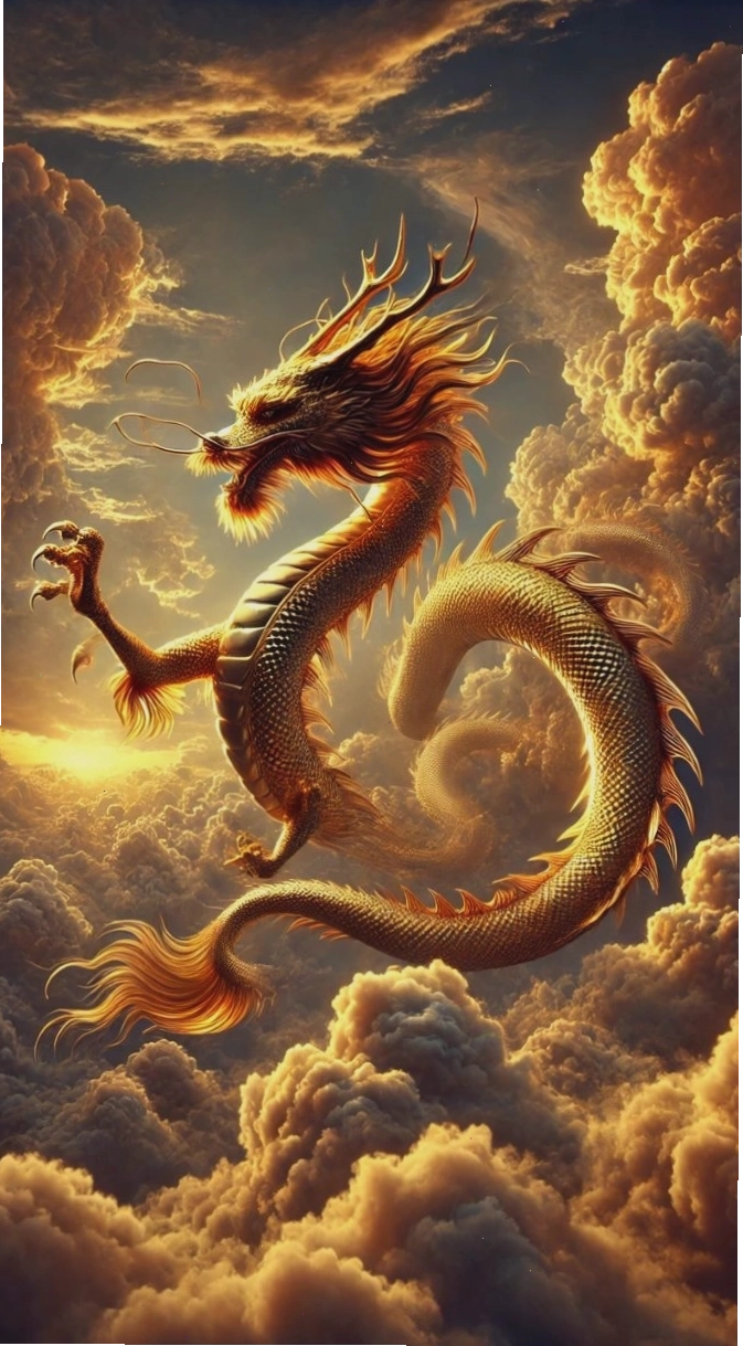 Hình nền rồng vàng óng ánh, phú quý