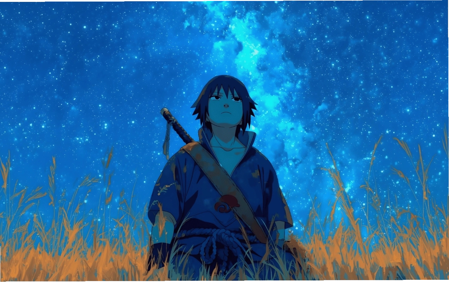 Hình nền Sasuke 4K dưới bầu trời xanh
