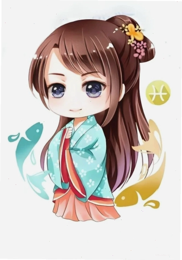 Hình nền Song Ngư nữ Chibi xinh xắn và điệu đà