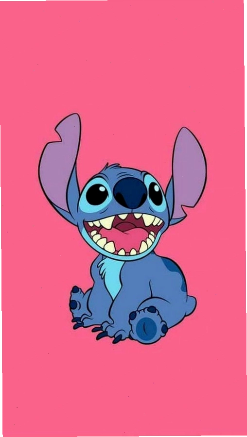 Hình nền Stitch 4k với biểu cảm đáng yêu trên nền màu xanh