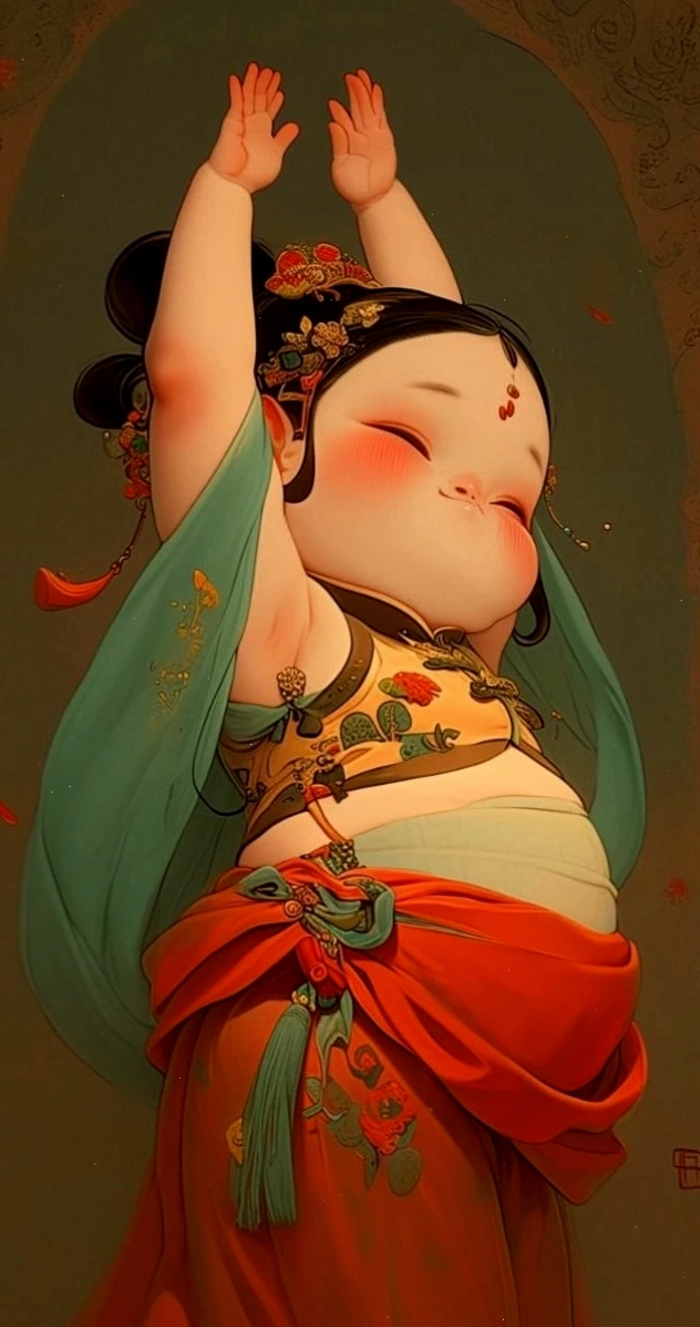Hình nền Tết anime bé gái mũm mĩm đáng yêu