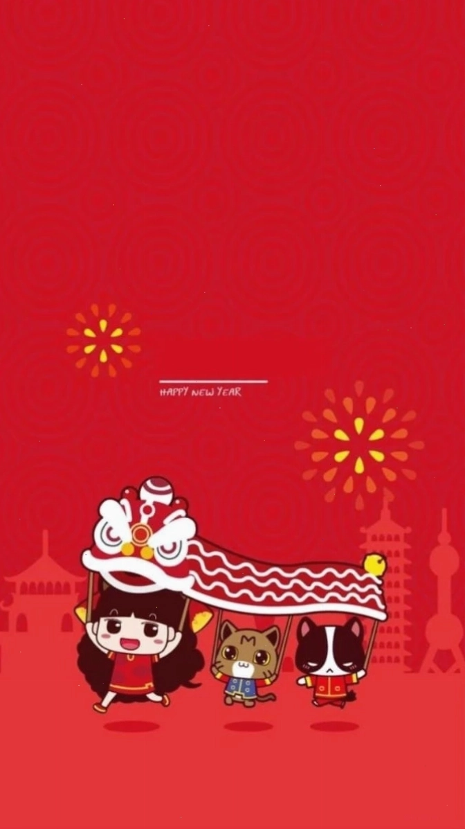 Hình nền Tết Chibi 2026 với nhân vật đáng yêu trong trang phục truyền thống