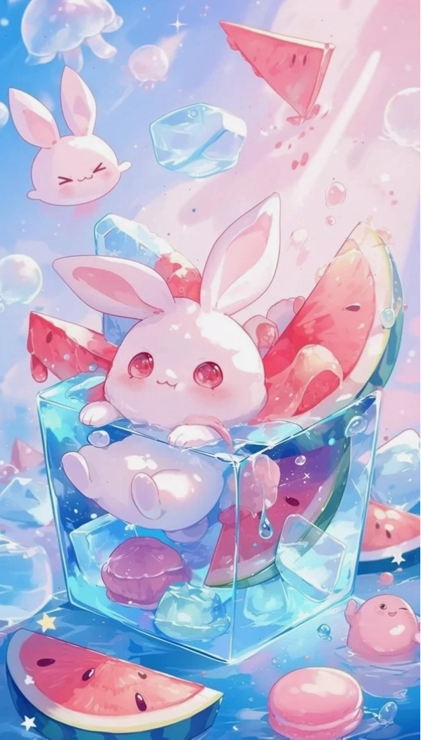 Hình nền thỏ chibi cute với phong cách dễ thương