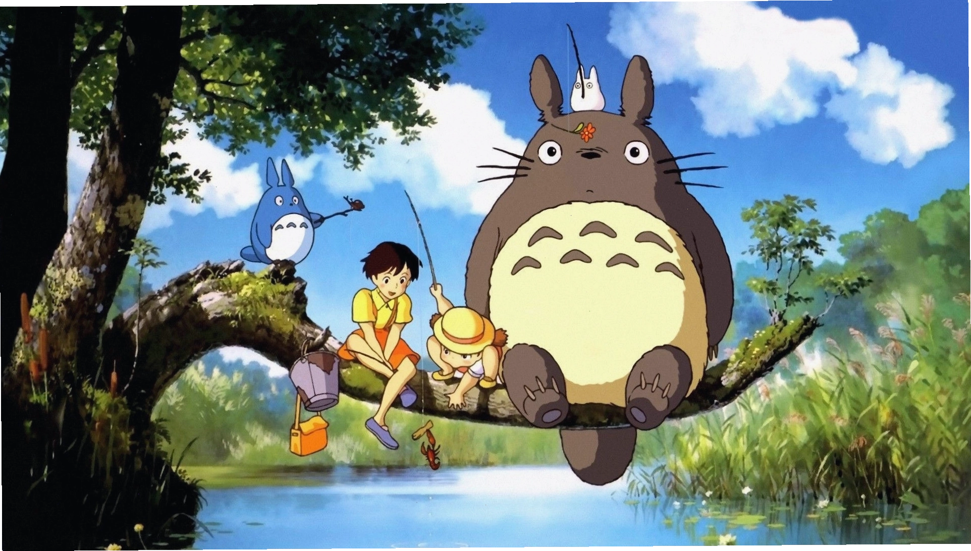 Hình nền Totoro với không gian rừng xanh bao la và ánh nắng dịu nhẹ