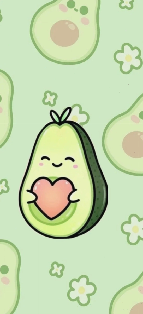 Hình nền trái bơ cute đang vẫy tay chào