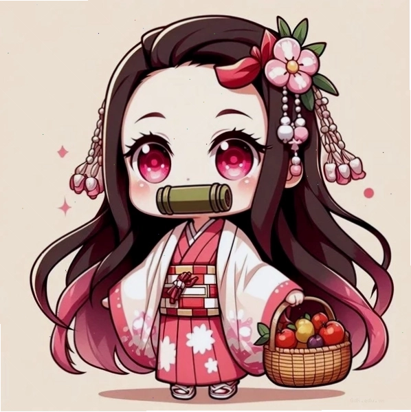Hình Nezuko chibi cực kỳ dễ thương