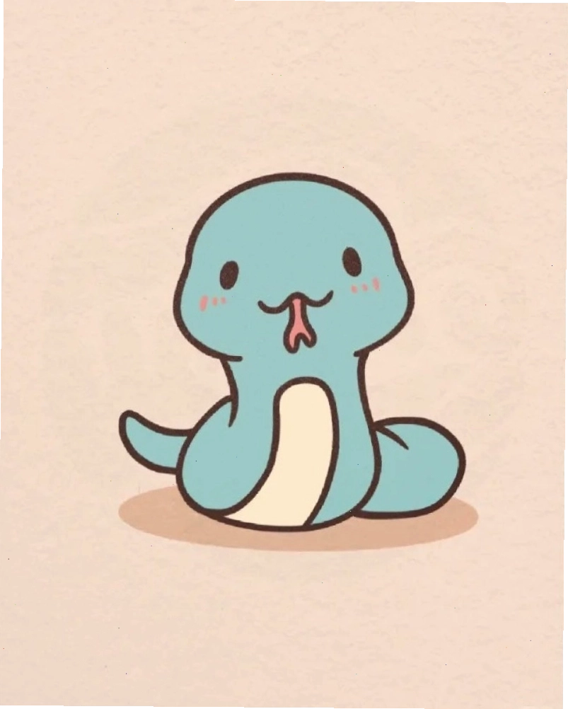 Hình rắn chibi đang trườn với biểu cảm ngộ nghĩnh