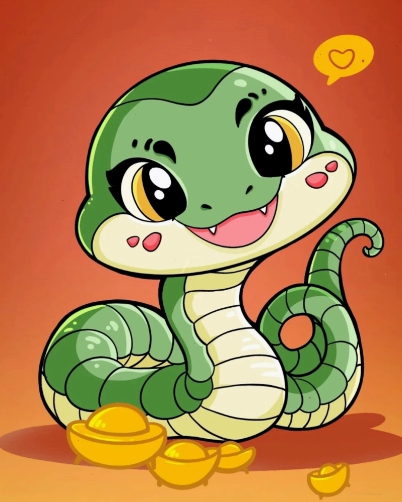 Hình rắn chibi dễ thương trong trang phục truyền thống