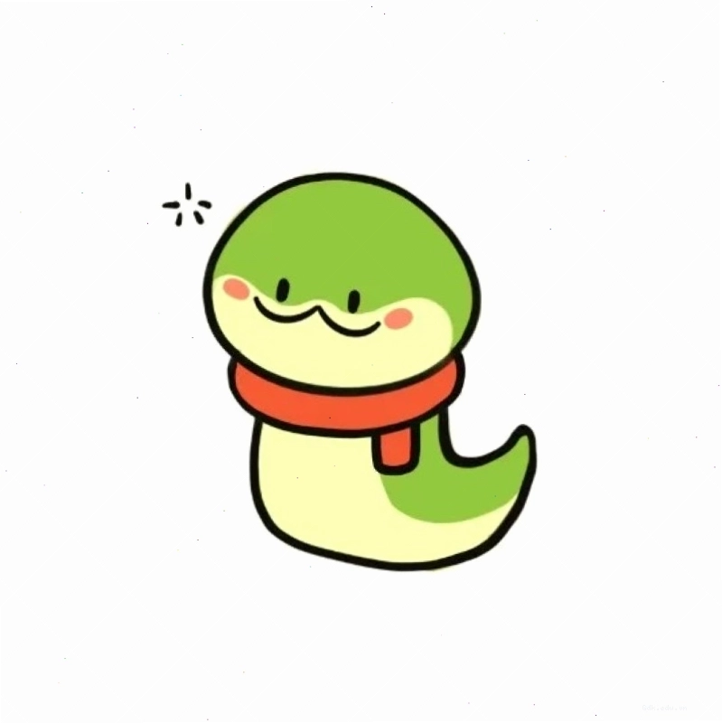 Hình rắn chibi màu sắc tươi tắn với đôi mắt to tròn