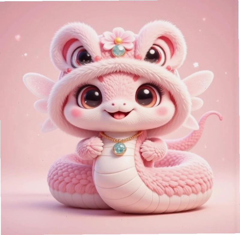 Hình rắn chibi với màu sắc tươi sáng
