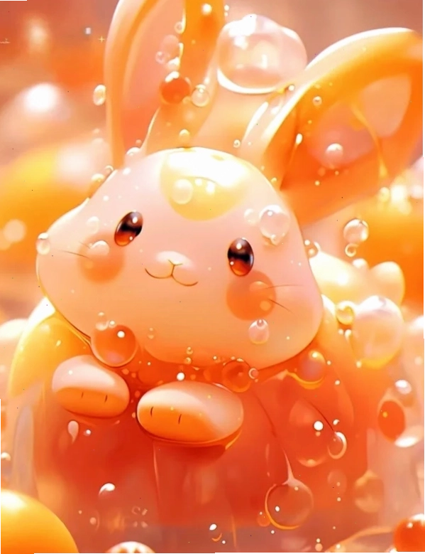 Hình thỏ chibi ngộ nghĩnh với chiếc nơ trên tai