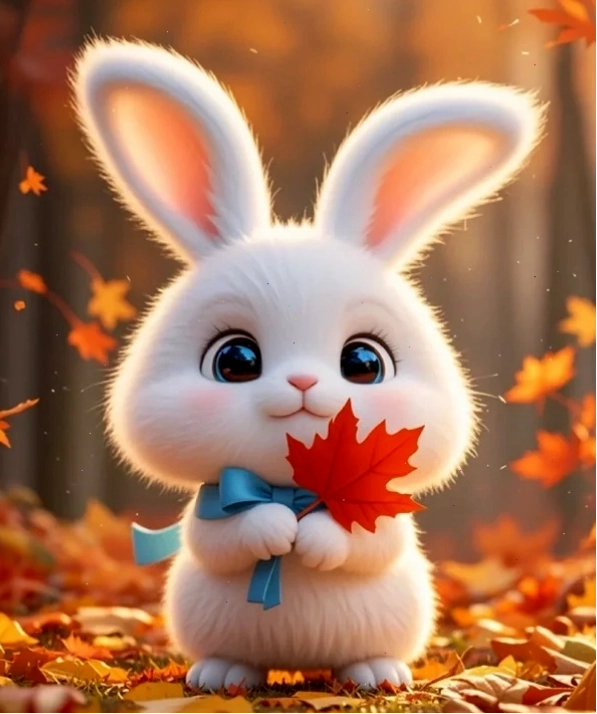 Hình thỏ cute chibi đang vui vẻ