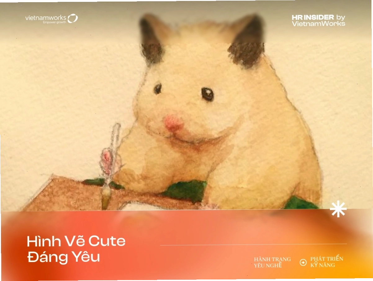 Hình vẽ anime cute đơn giản với cô gái tóc hồng