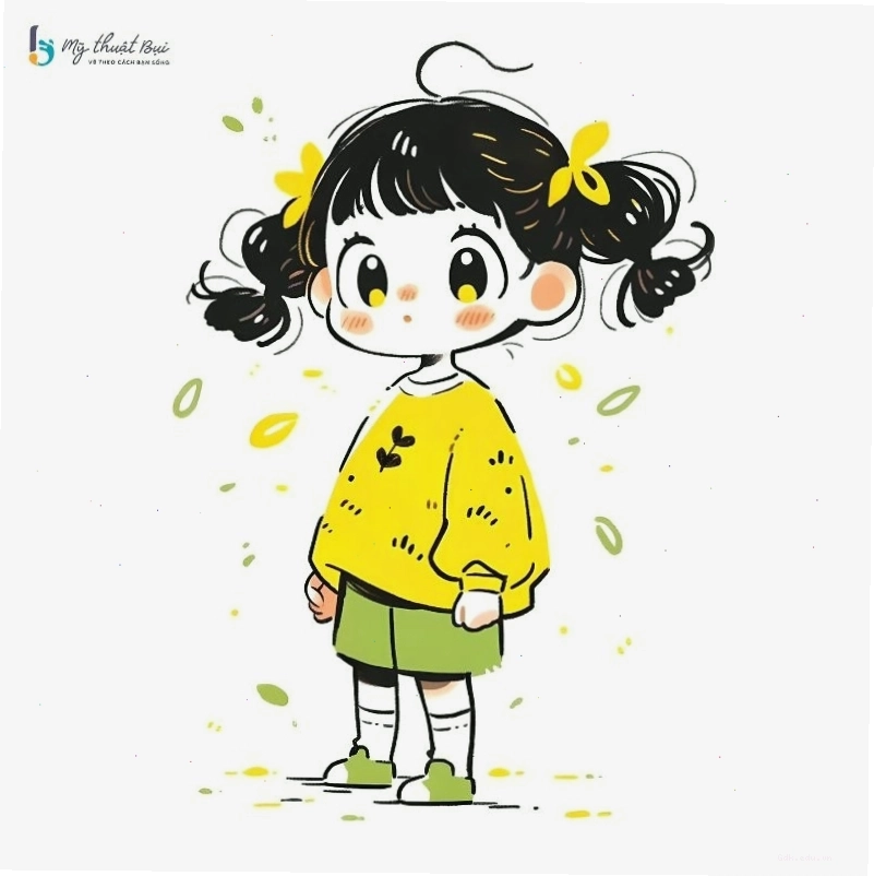 Hình vẽ chibi cute đơn giản với đôi mắt to tròn biểu cảm
