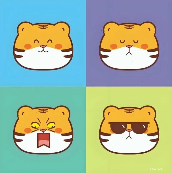 Hổ chibi cute đang ngồi với biểu cảm vui vẻ