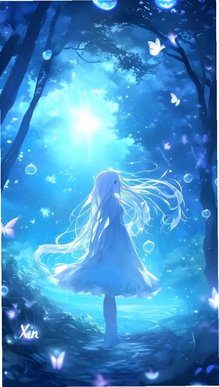 Khung cảnh anime buồn với tông màu xanh dương chủ đạo