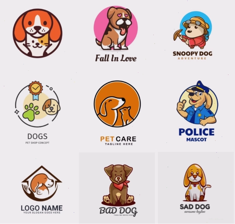 Logo chibi chú chó năng động cho thương hiệu thú cưng