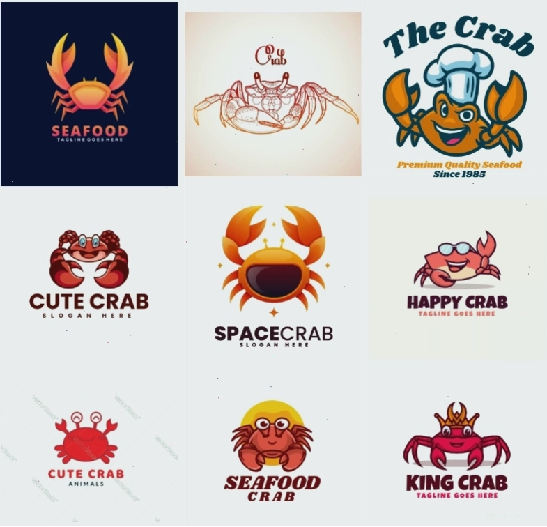 Logo chibi con cua ngộ nghĩnh cho thương hiệu
