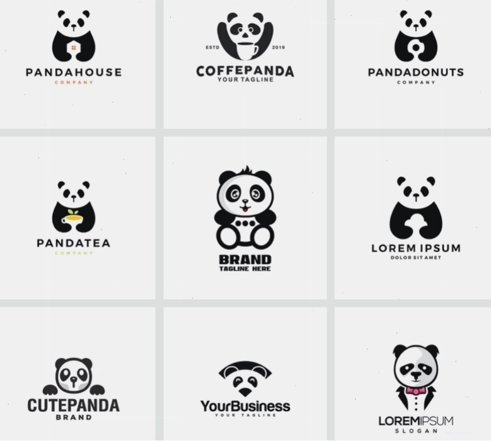 Logo chibi gấu trúc dễ thương cho cửa hàng đồ ăn