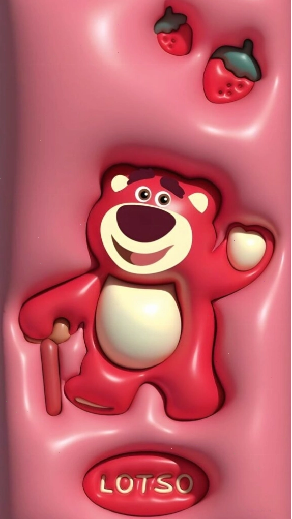 Lotso 3D nổi bật trên nền hồng bóng