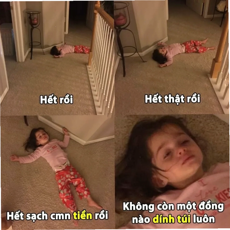 Meme hết tiền tiêu thể hiện sự bất lực