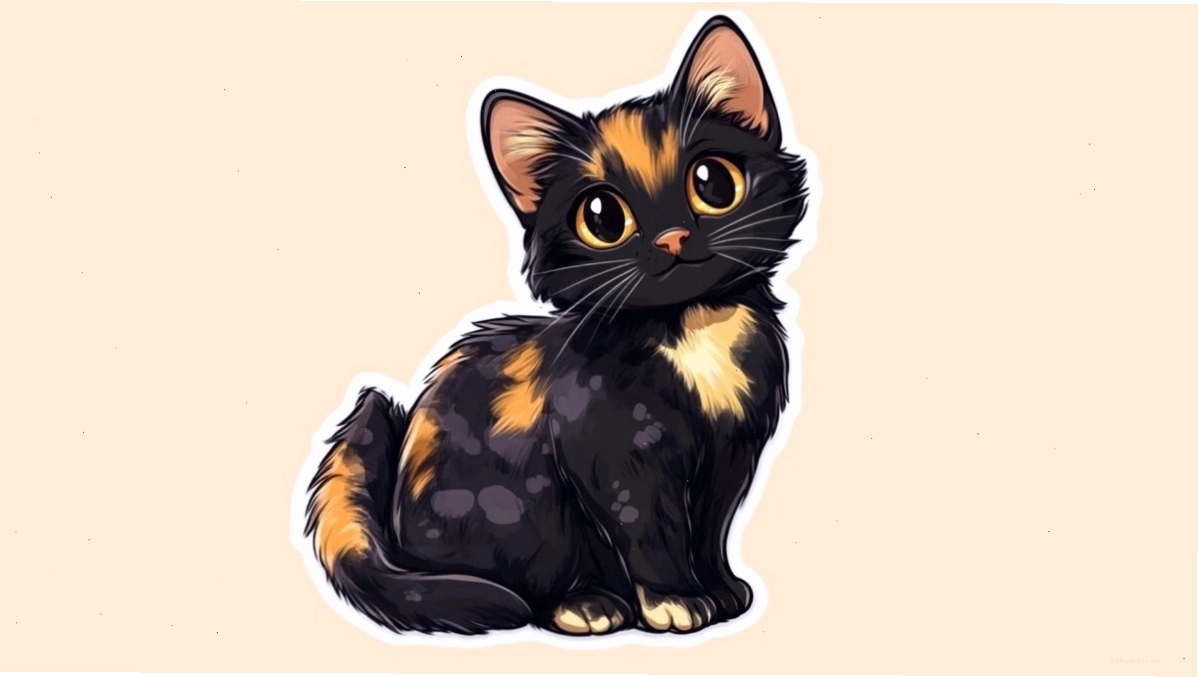 Mèo chibi đang nhìn