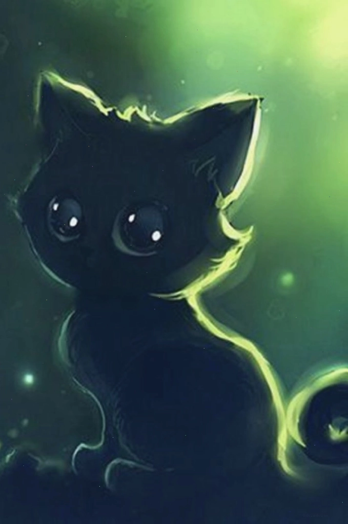 Mèo đen ngầu trong phong cách anime