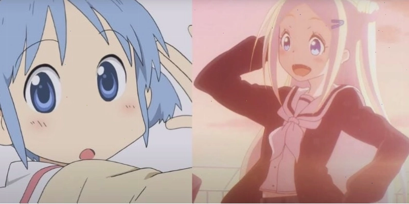 Minh họa phong cách Kawaii trong Nichijou và Hanayamata