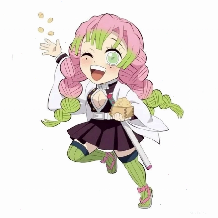 Mitsuri chibi với trang phục và phụ kiện được tối giản hóa