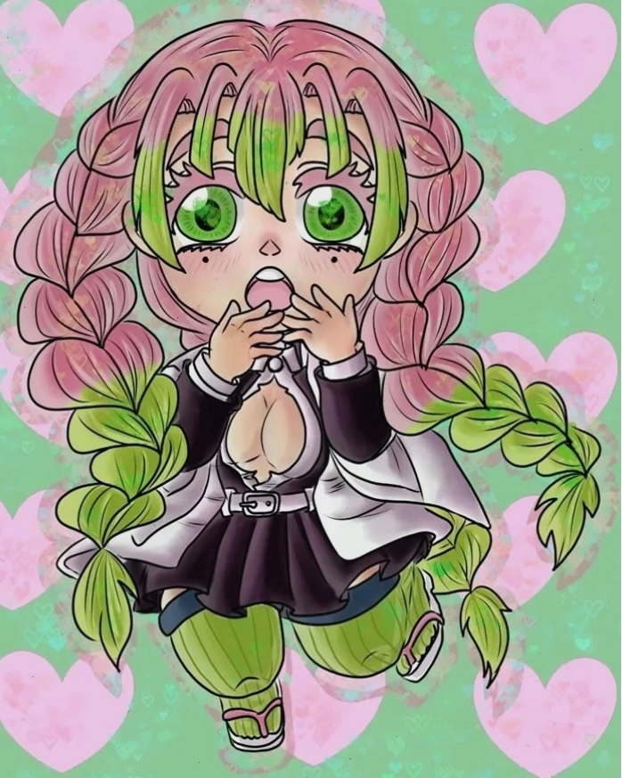Mitsuri Kanroji chibi trong trang phục đời thường