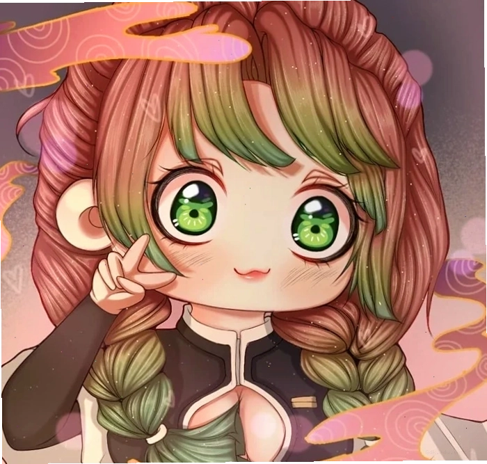 Mitsuri Luyến Trụ chibi với phong cách ngọt ngào