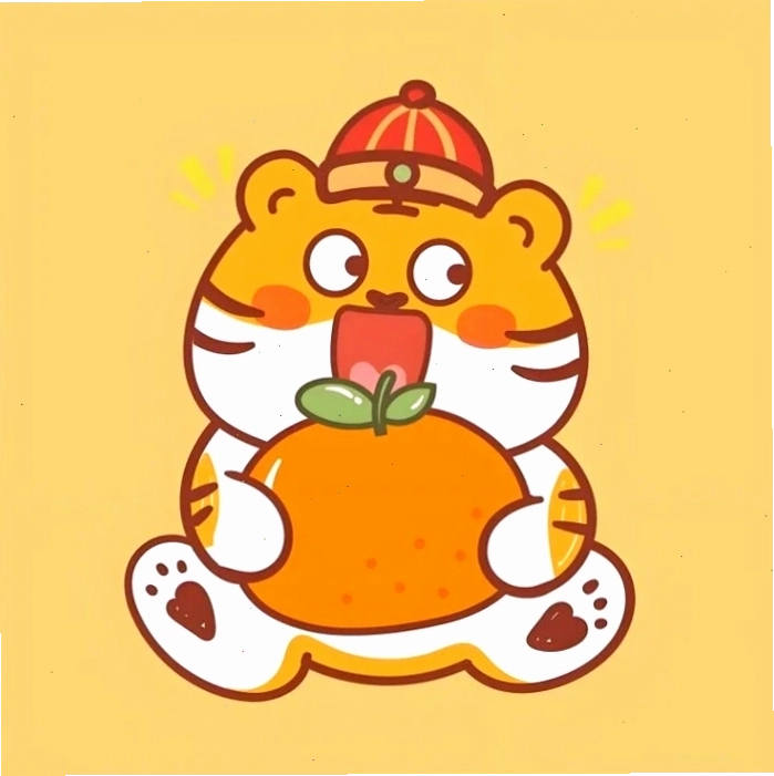 Một chú hổ con cute chibi với biểu cảm tinh nghịch