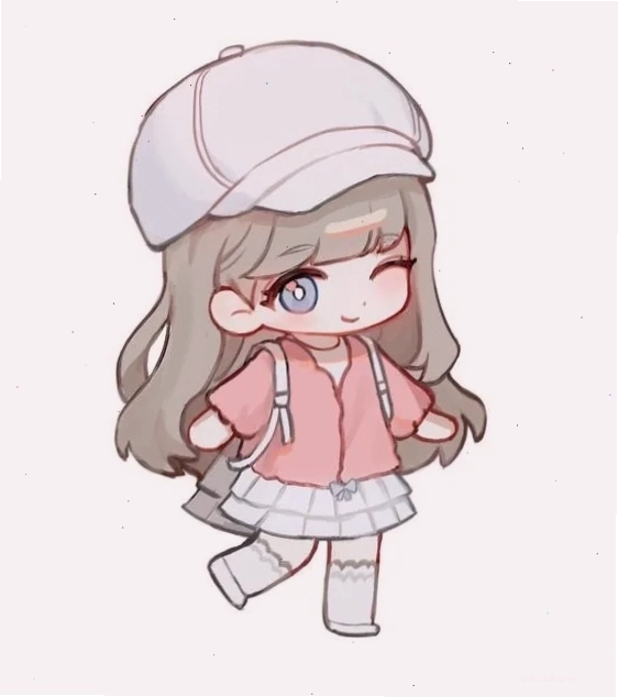 Một nhân vật chibi nữ hoàn chỉnh với trang phục dễ thương