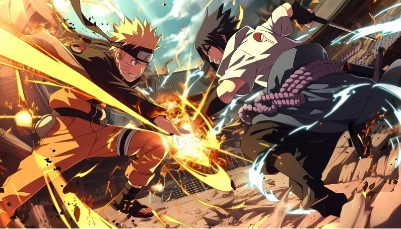 Naruto và Sasuke trong một khung cảnh đầy cảm xúc
