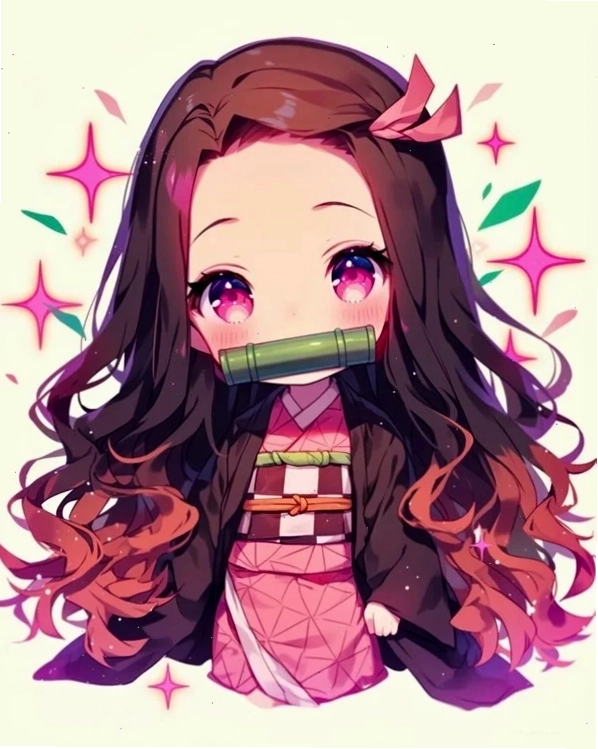 Nezuko chibi cute với trang phục đặc trưng