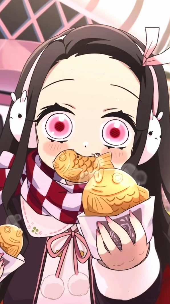 Nezuko chibi với biểu cảm đáng yêu