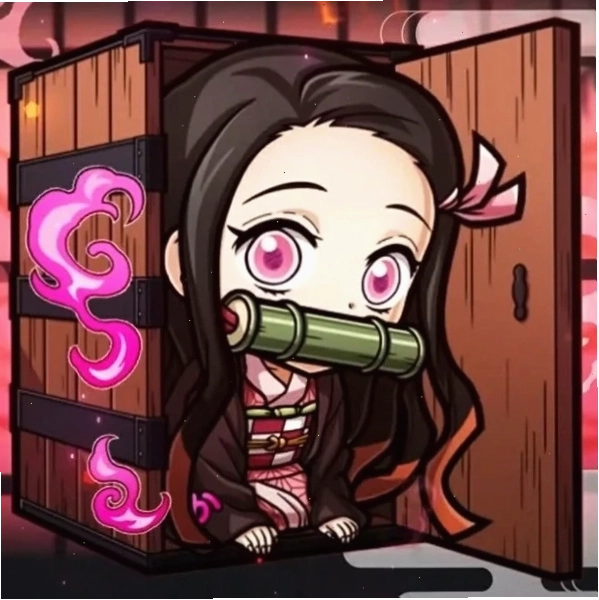 Nezuko chibi với biểu cảm ngây thơ
