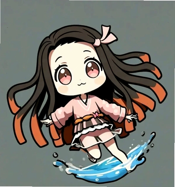 Nezuko chibi với trang phục đặc trưng