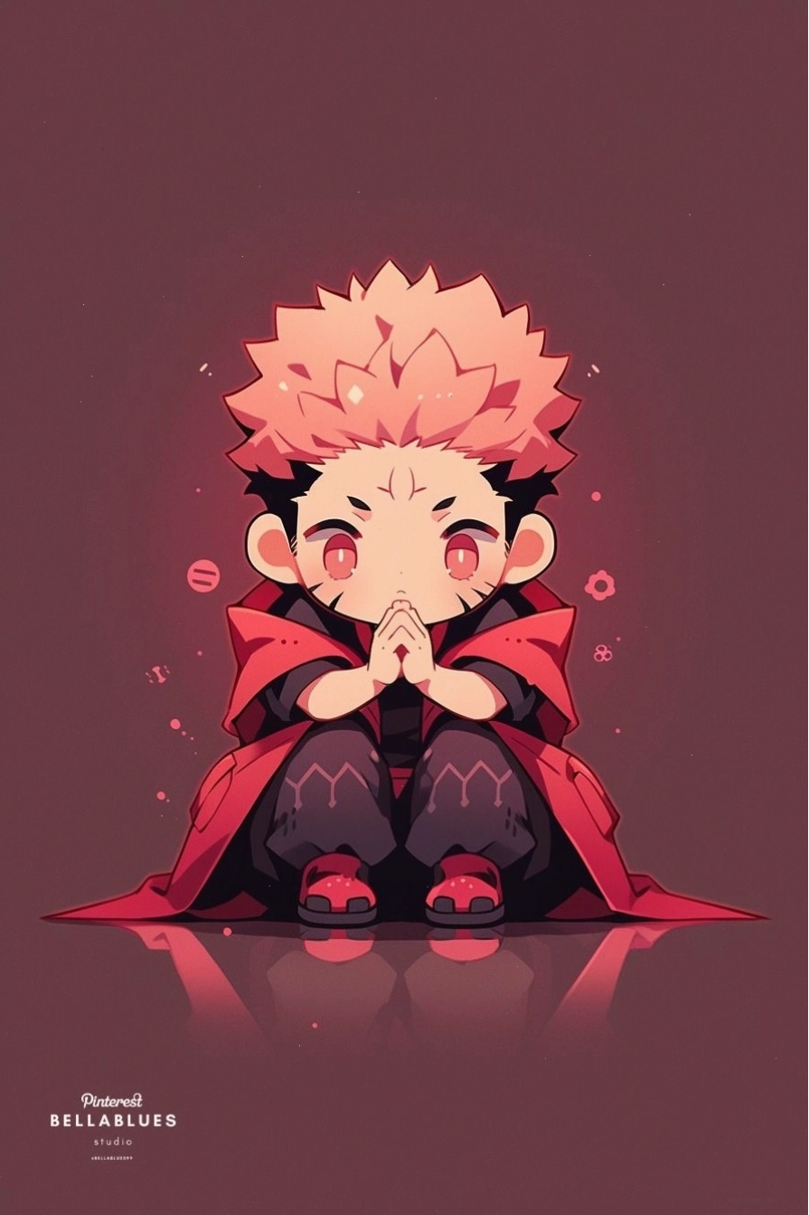 Nghệ thuật anime chibi với nhân vật Sukuna