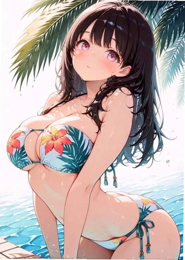 Nhân vật anime bikini với phong cách dễ thương