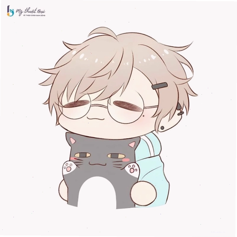 Nhân vật anime chibi nam với biểu cảm ngộ nghĩnh