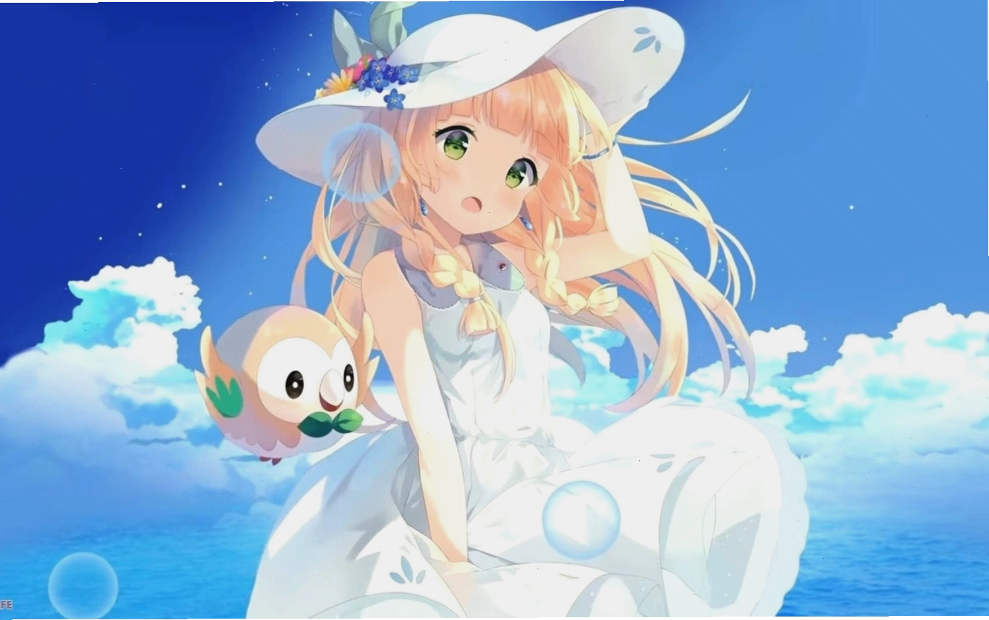 Nhân vật anime nữ đáng yêu với trang phục dễ thương trong không gian mộng mơ