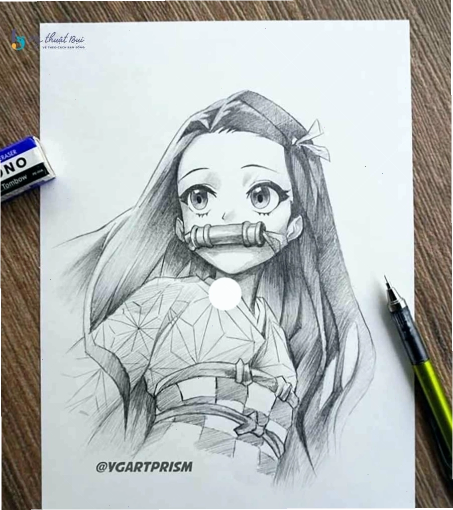 Nhân vật anime nữ với trang phục học sinh và mái tóc đuôi ngựa cá tính