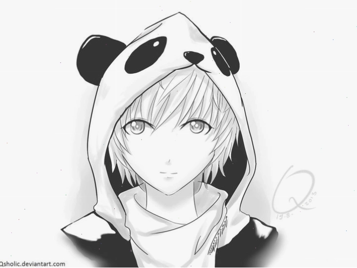 Nhân vật anime panda với trang phục hoodie