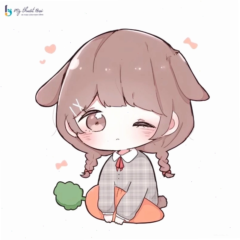 Nhân vật chibi nữ đang vui đùa